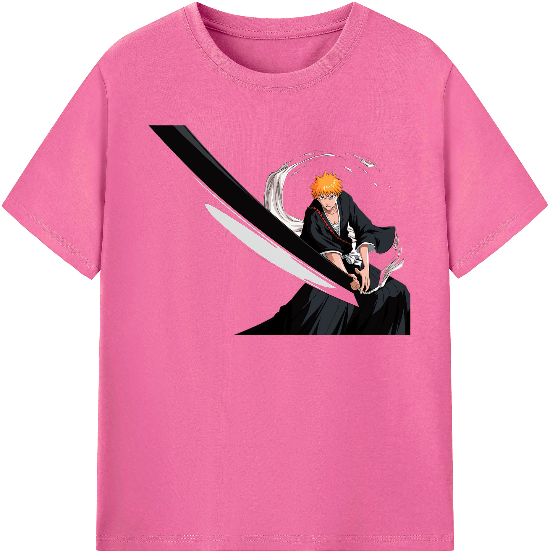 （画像用） ブリーチ 黒崎一護（くろさき いちご）BLEACH Kurosaki Ichigo レディースカジュアルプリントTシャツ（綿100％）